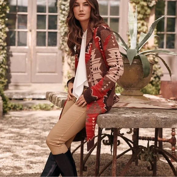 Lauren Ralph Lauren Red and Brown Patterned Cardigan - Picture 5 of 16